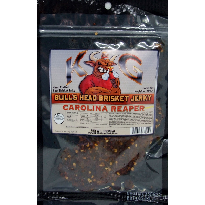 BULL'S HEAD BRISKET JERKY, CAROLINA REAPER